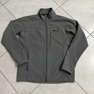 Marmot Jacket Mens M Gray Tempo Softshell Full Zip Fleece Lined Outdoor
